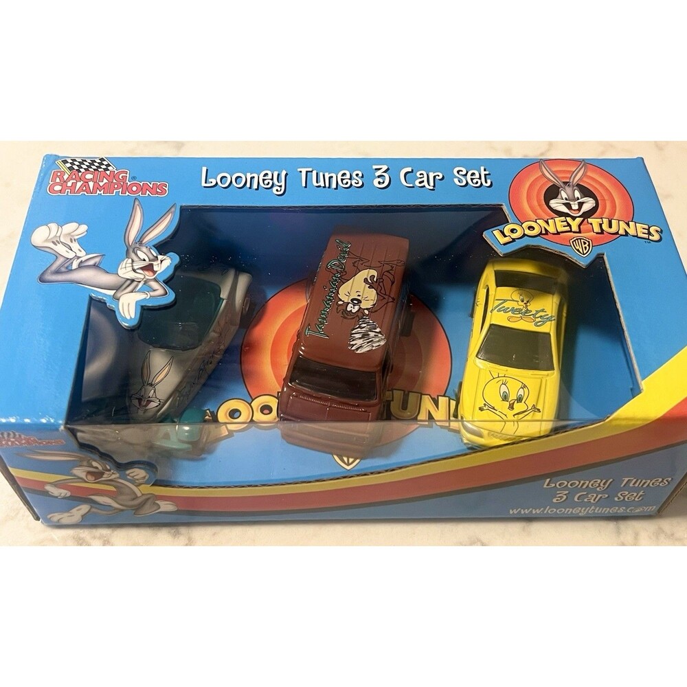 Vintage 2002 Racing Champions Looney Tunes 3 Car Set Bugs Bunny Taz Tweety NEW